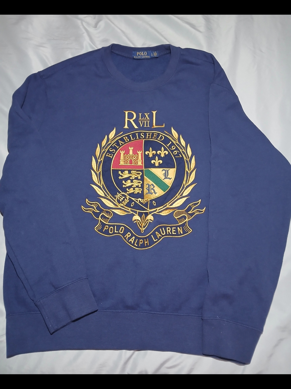 Polo by Ralph Lauren Men's Navy Crest logo On The Chest Sweatshirt